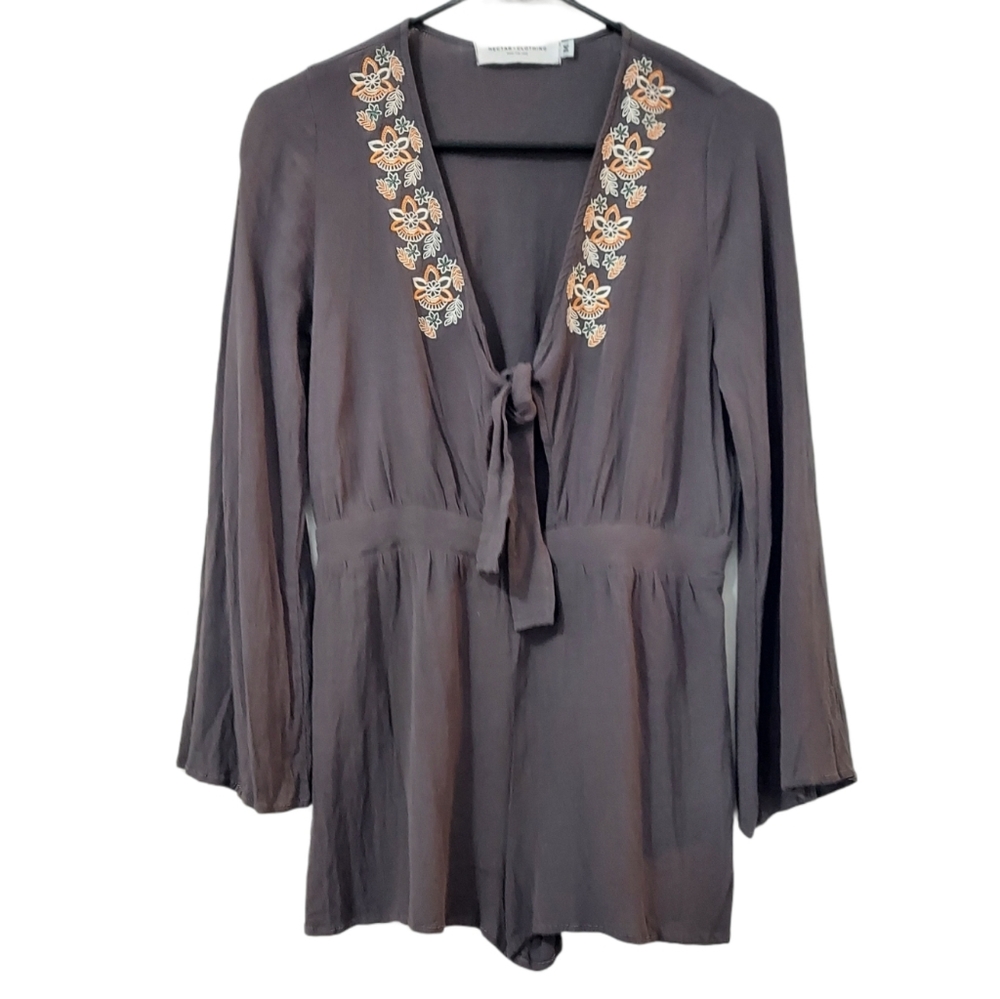 Nectar Clothing Made For Love Embroider Romper Size M